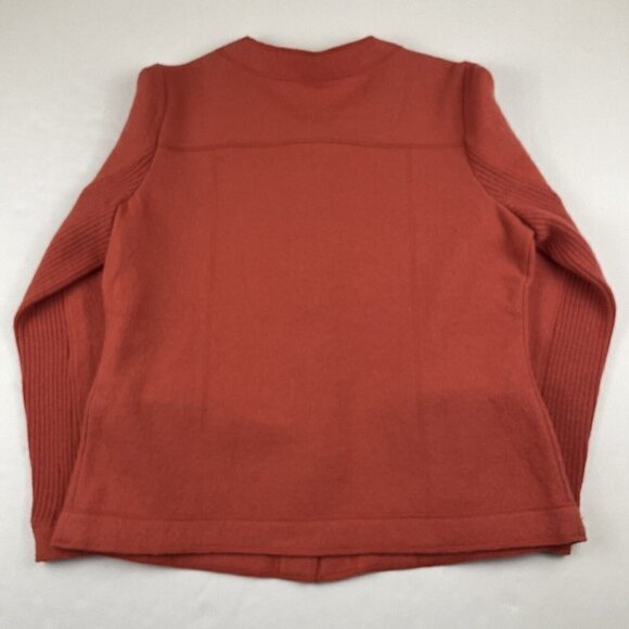 Orvis Wool Cardigan Sweater Women’s M Button Front Pockets Round Neck Dark Pink - Picture 2 of 11